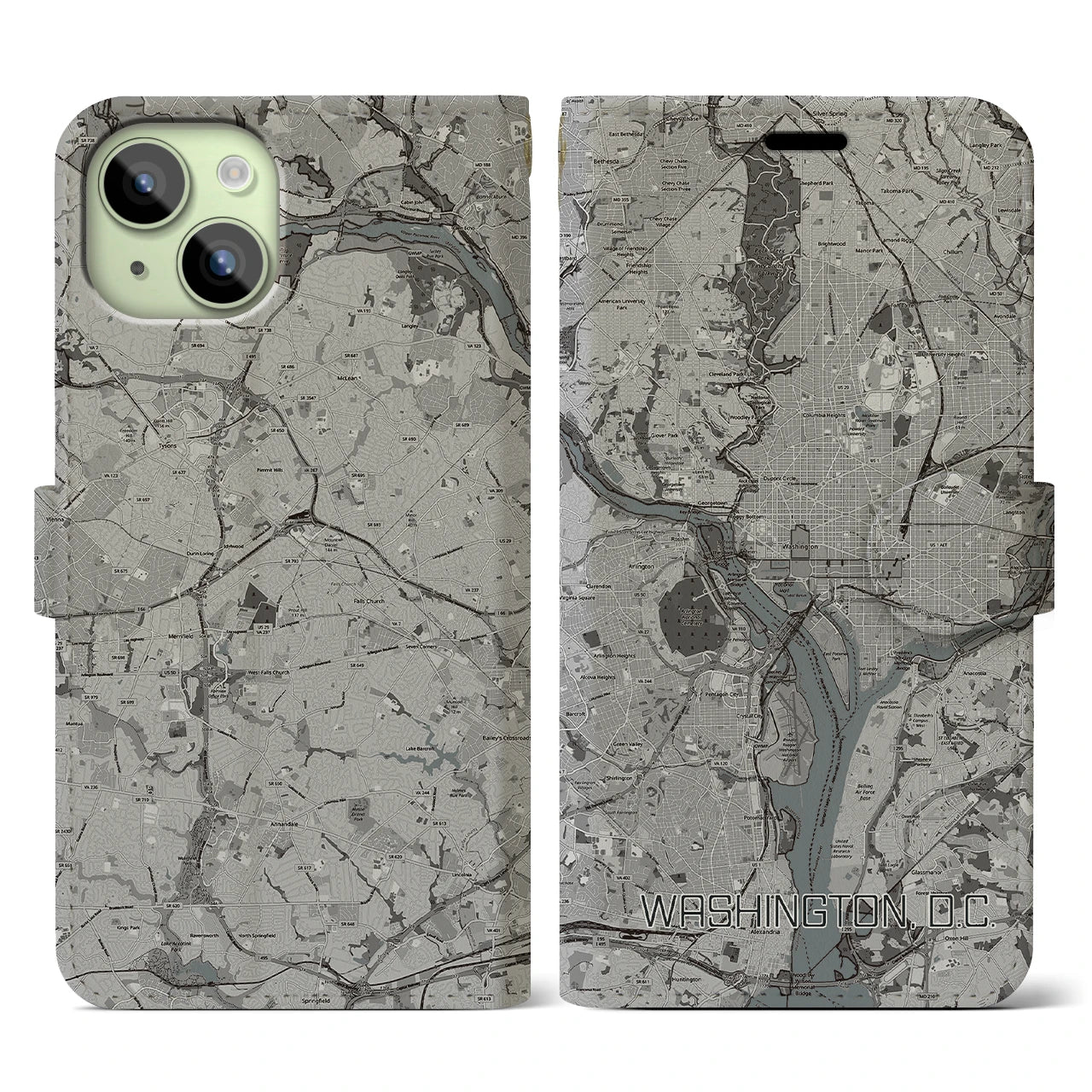 【ワシントンD.C.(アメリカ)】地図柄iPhoneケース(手帳タイプ)