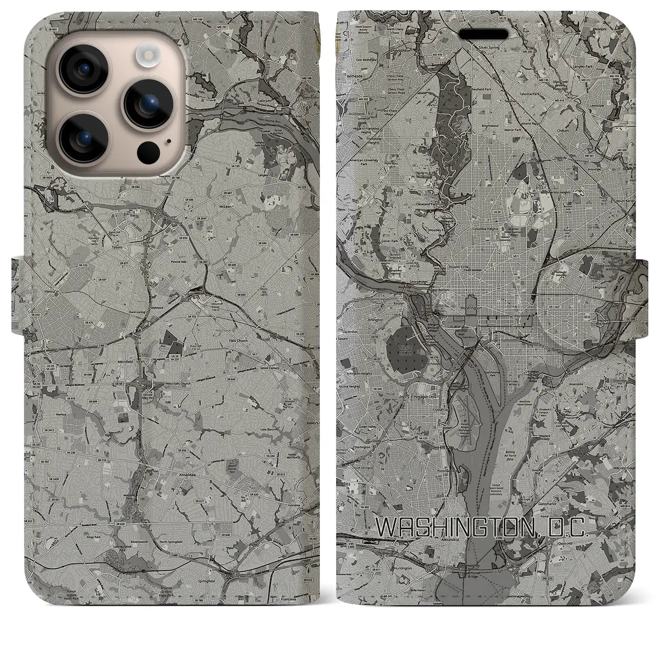 【ワシントンD.C.(アメリカ)】地図柄iPhoneケース(手帳タイプ)