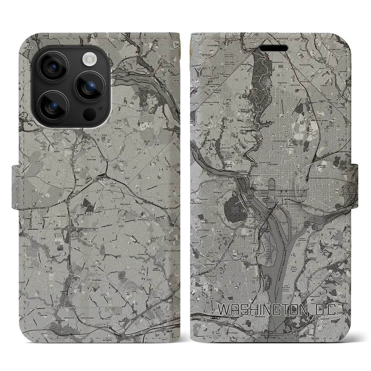 【ワシントンD.C.(アメリカ)】地図柄iPhoneケース(手帳タイプ)