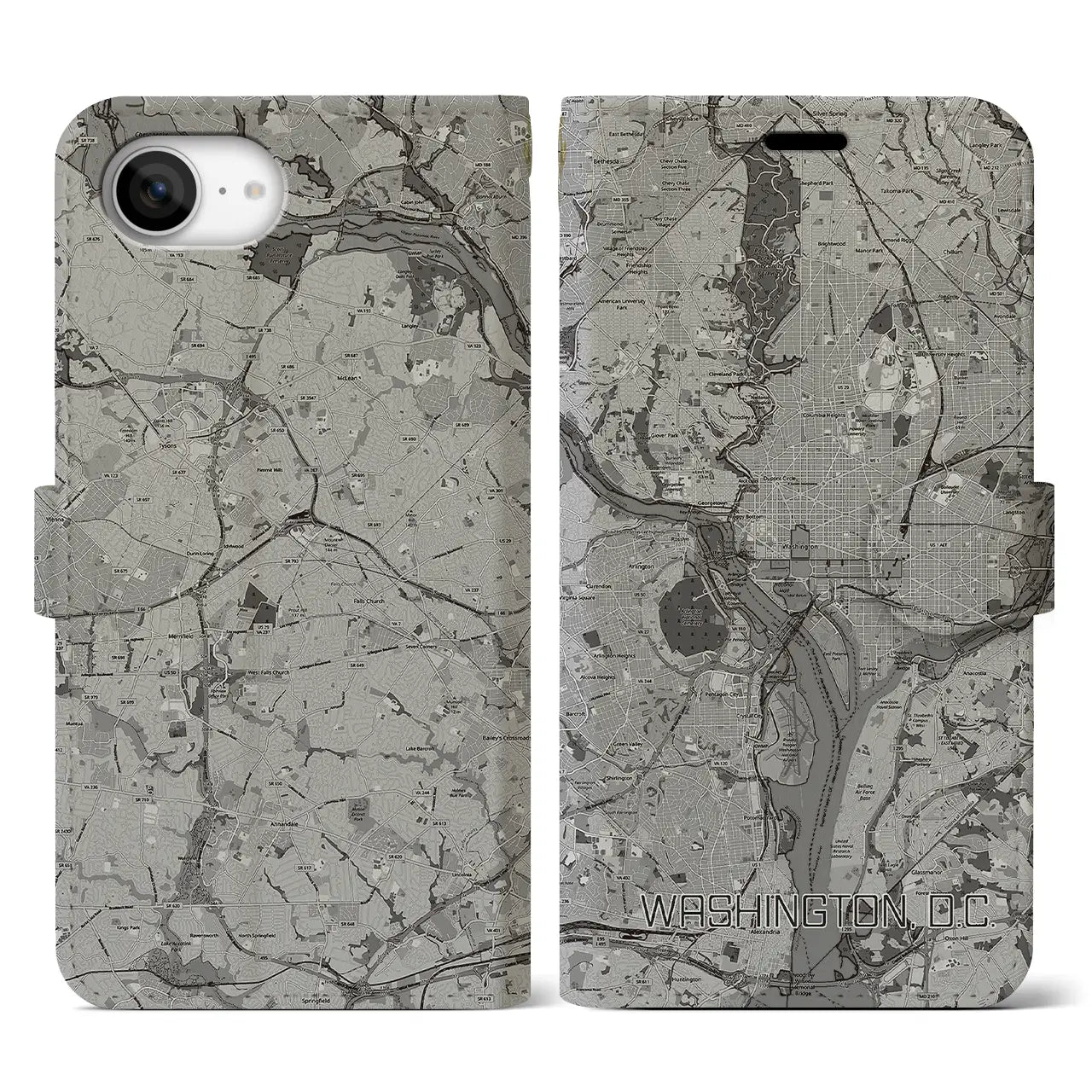 【ワシントンD.C.(アメリカ)】地図柄iPhoneケース(手帳タイプ)