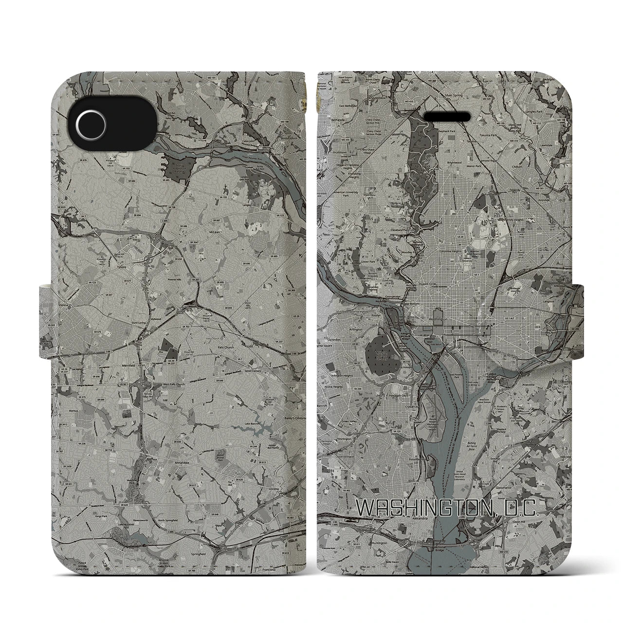 【ワシントンD.C.(アメリカ)】地図柄iPhoneケース(手帳タイプ)