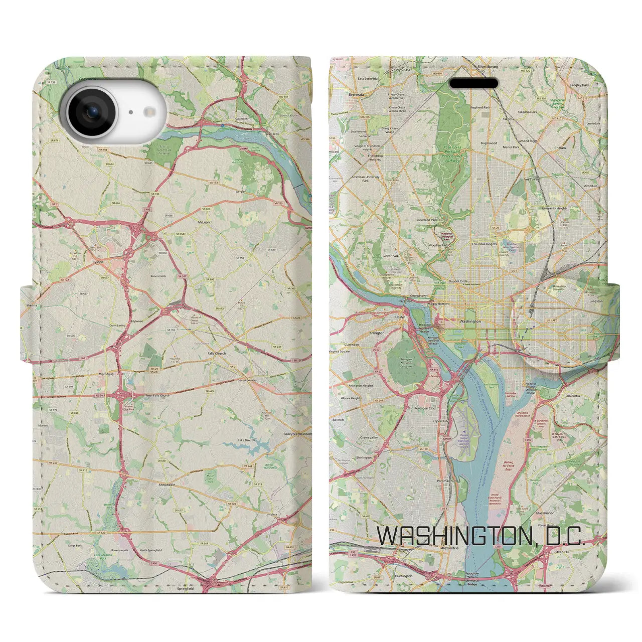 【ワシントンD.C.(アメリカ)】地図柄iPhoneケース(手帳タイプ)