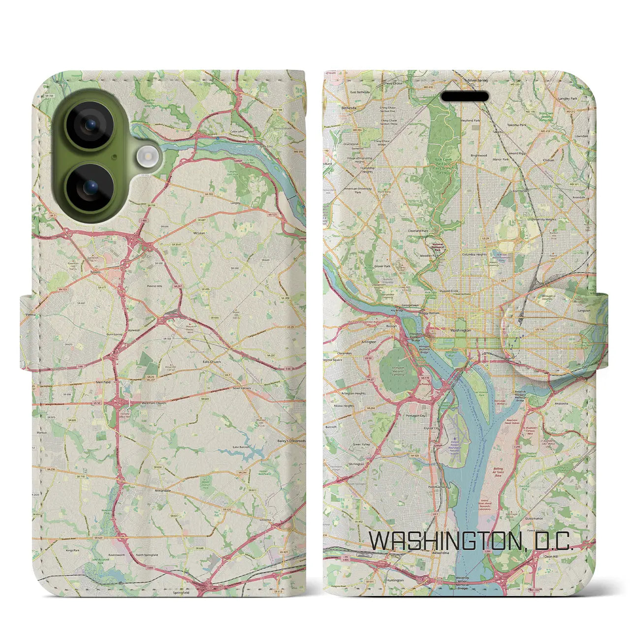 【ワシントンD.C.(アメリカ)】地図柄iPhoneケース(手帳タイプ)