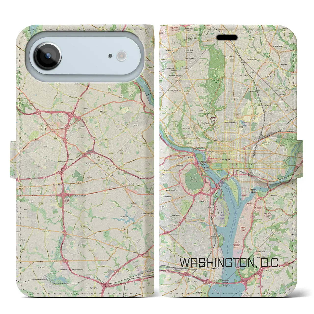 【ワシントンD.C.(アメリカ)】地図柄iPhoneケース(手帳タイプ)