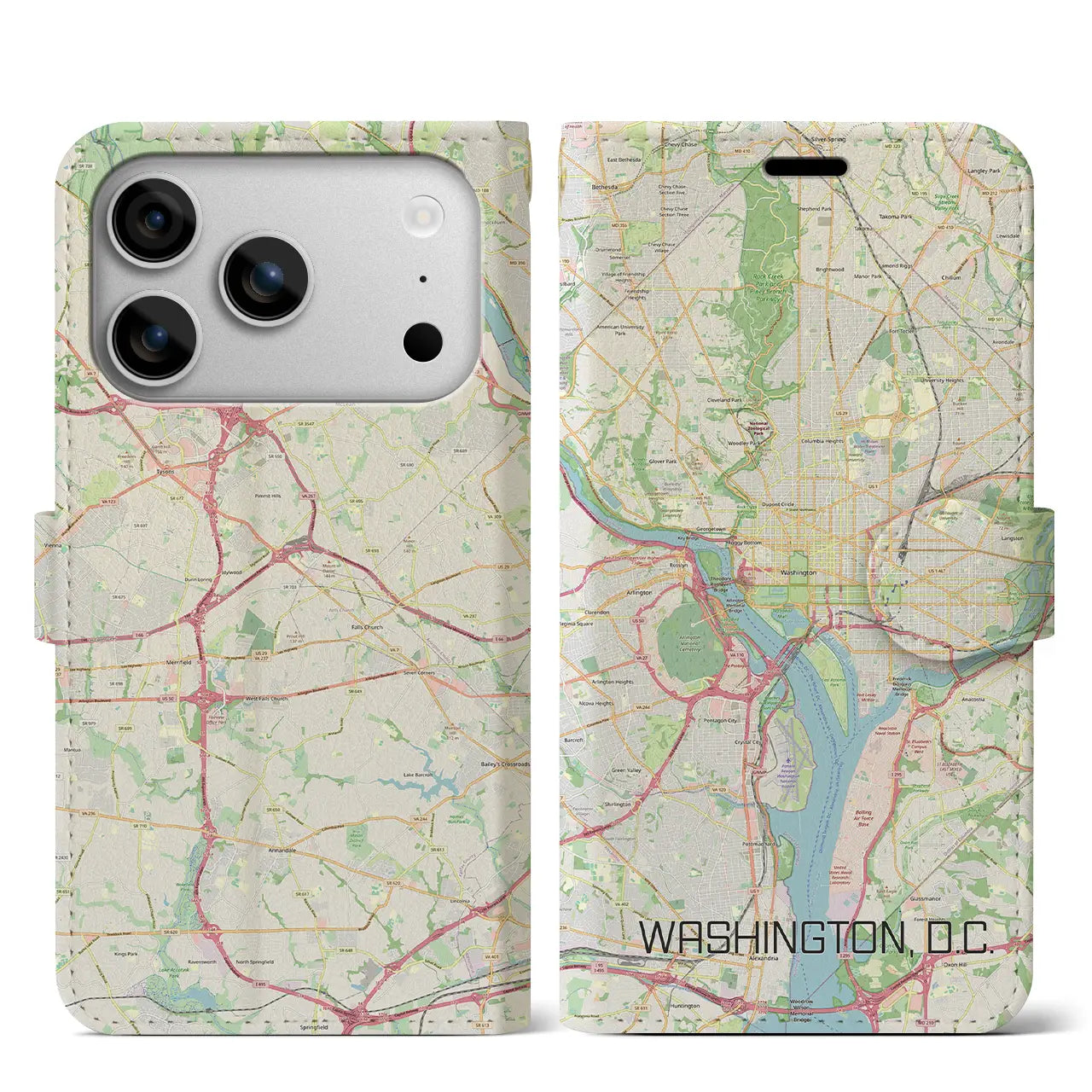 【ワシントンD.C.(アメリカ)】地図柄iPhoneケース(手帳タイプ)