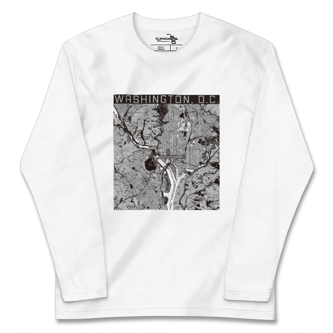 【ワシントンD.C.(アメリカ)】地図柄ロングスリーブTシャツ