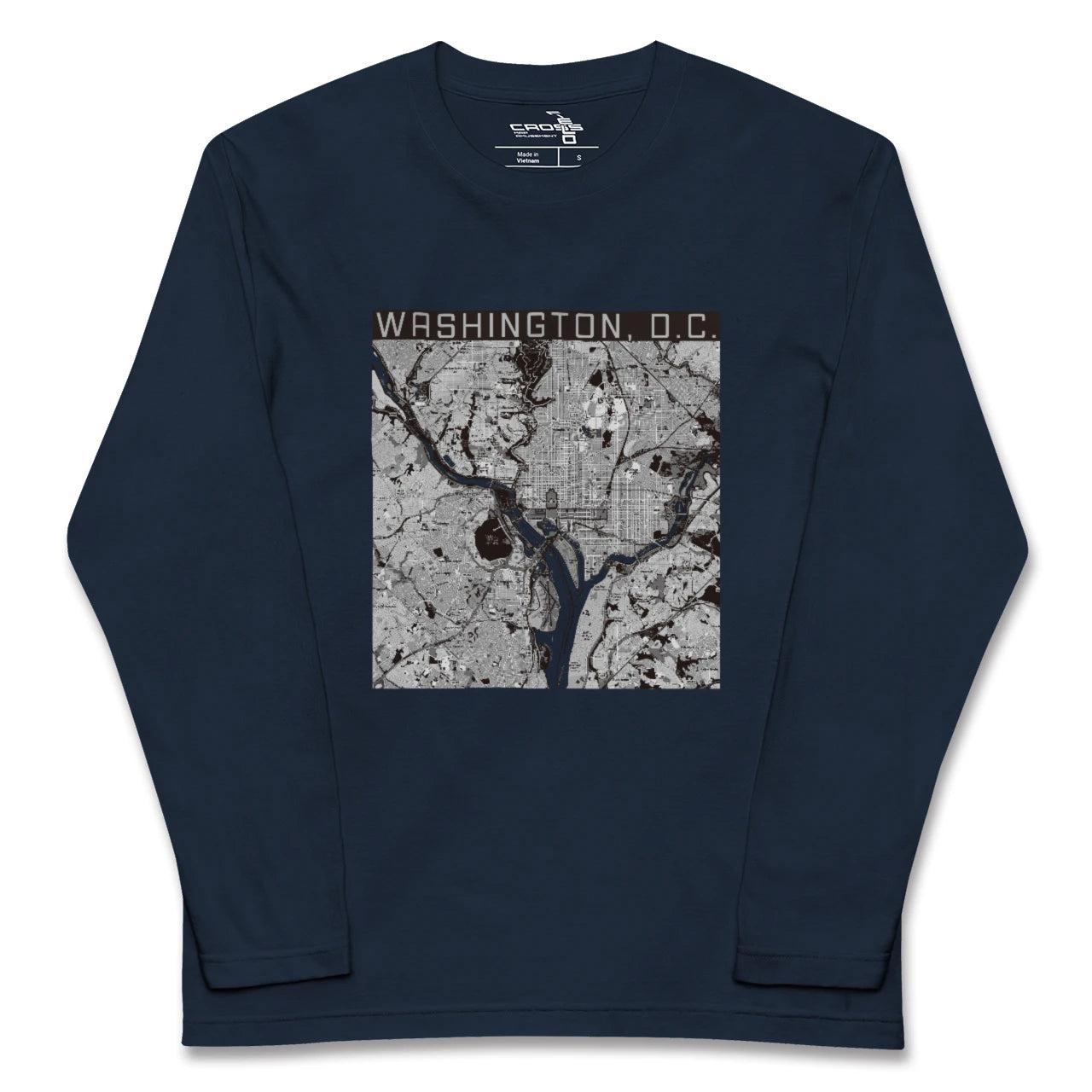 【ワシントンD.C.(アメリカ)】地図柄ロングスリーブTシャツ