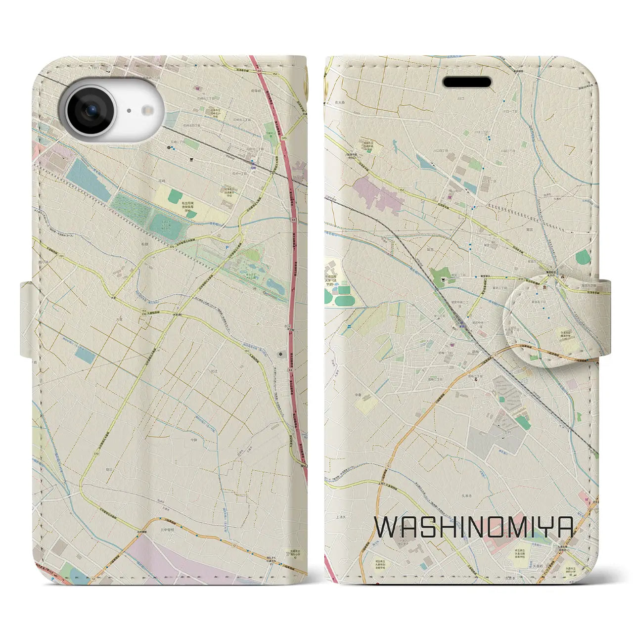 【鷲宮(埼玉県)】地図柄iPhoneケース(手帳タイプ)
