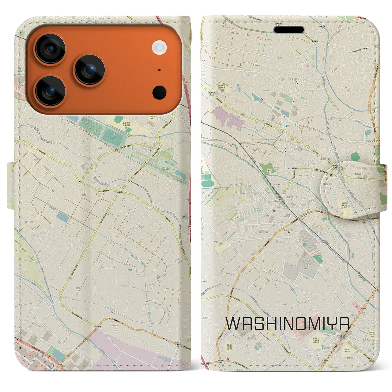 【鷲宮(埼玉県)】地図柄iPhoneケース(手帳タイプ)