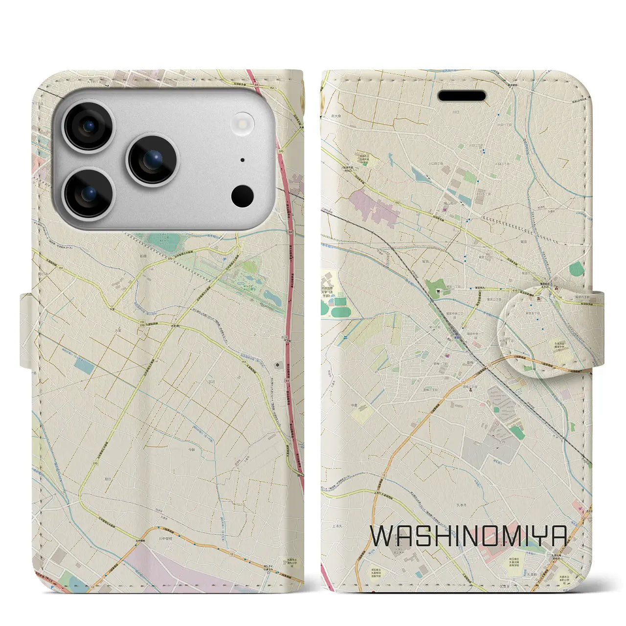 【鷲宮(埼玉県)】地図柄iPhoneケース(手帳タイプ)
