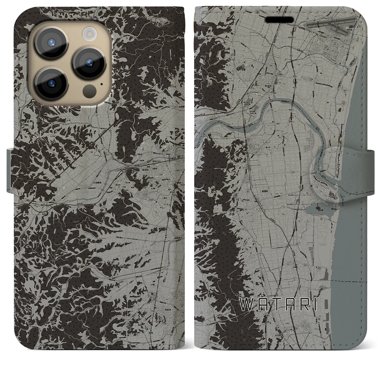 【亘理(宮城県)】地図柄iPhoneケース(手帳タイプ)