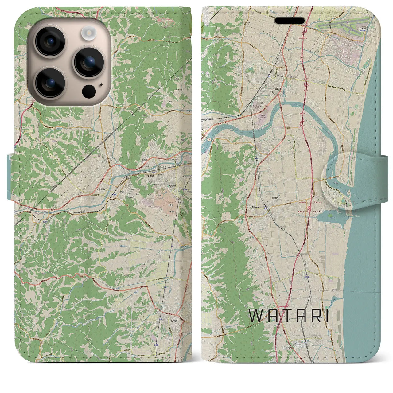 【亘理(宮城県)】地図柄iPhoneケース(手帳タイプ)