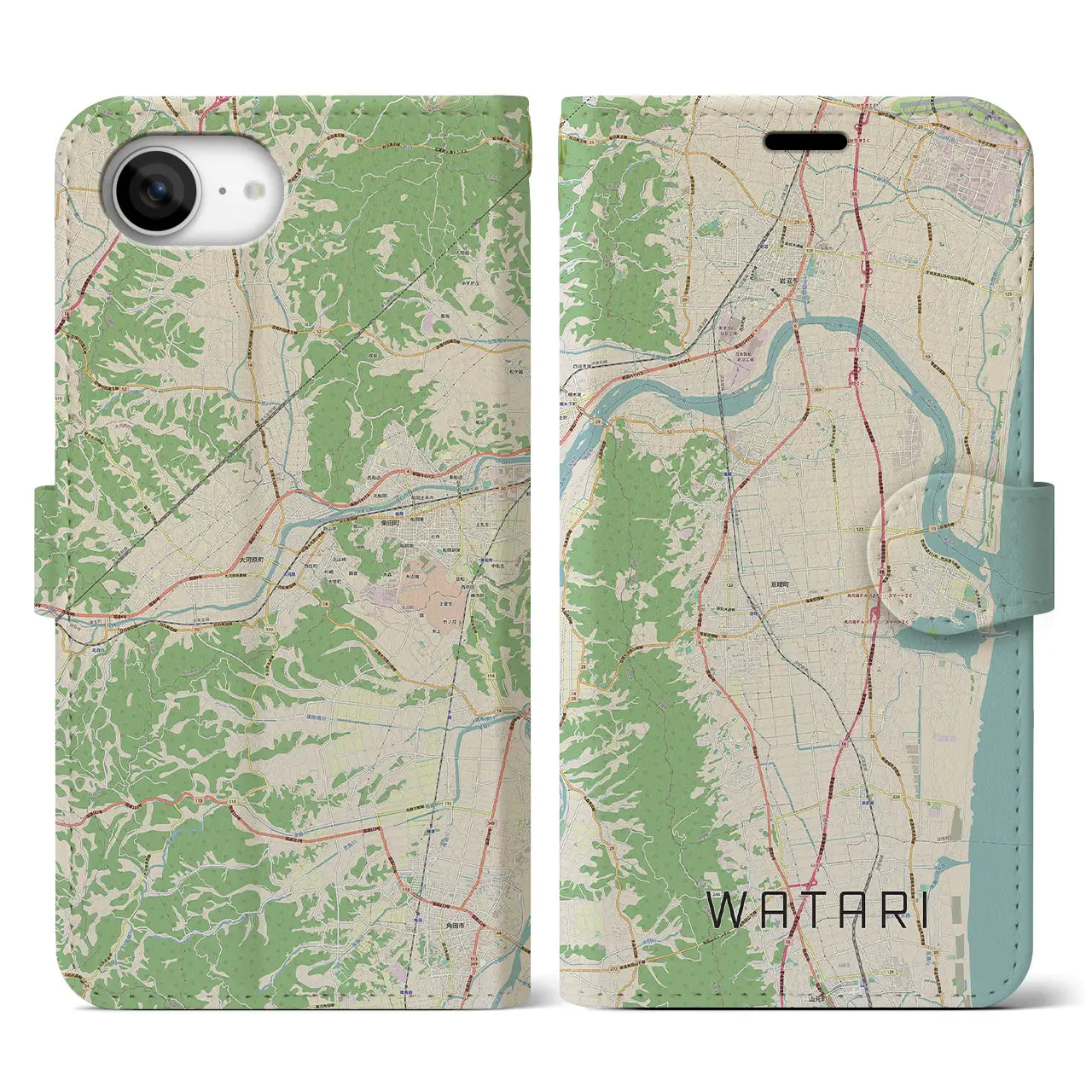 【亘理(宮城県)】地図柄iPhoneケース(手帳タイプ)