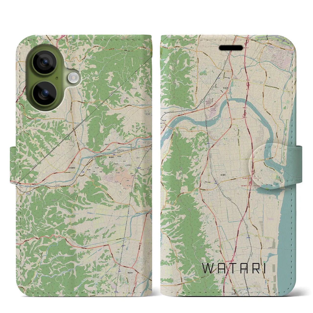 【亘理(宮城県)】地図柄iPhoneケース(手帳タイプ)