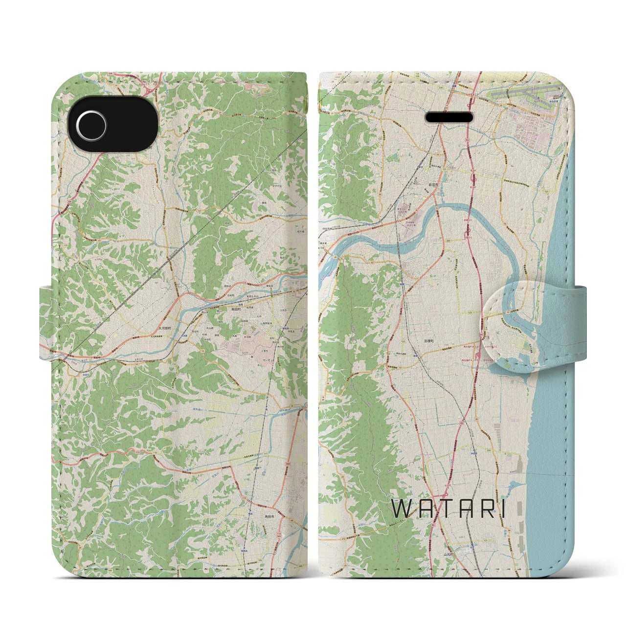 【亘理(宮城県)】地図柄iPhoneケース(手帳タイプ)