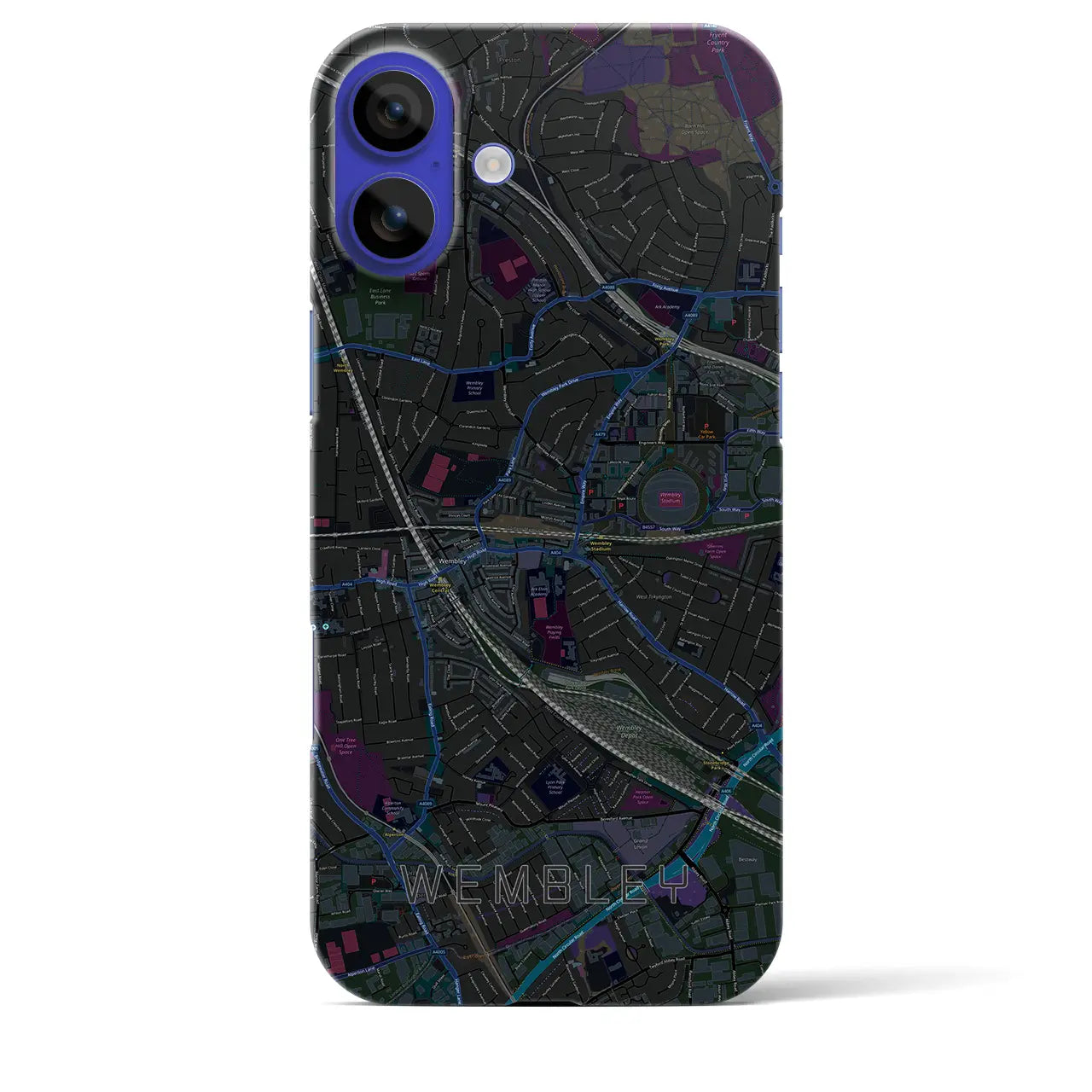 【ウェンブリー(イギリス)】地図柄iPhoneケース(バックカバータイプ)