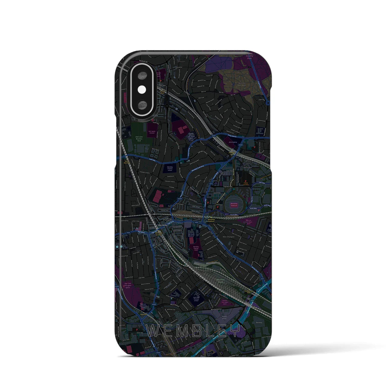 【ウェンブリー(イギリス)】地図柄iPhoneケース(バックカバータイプ)