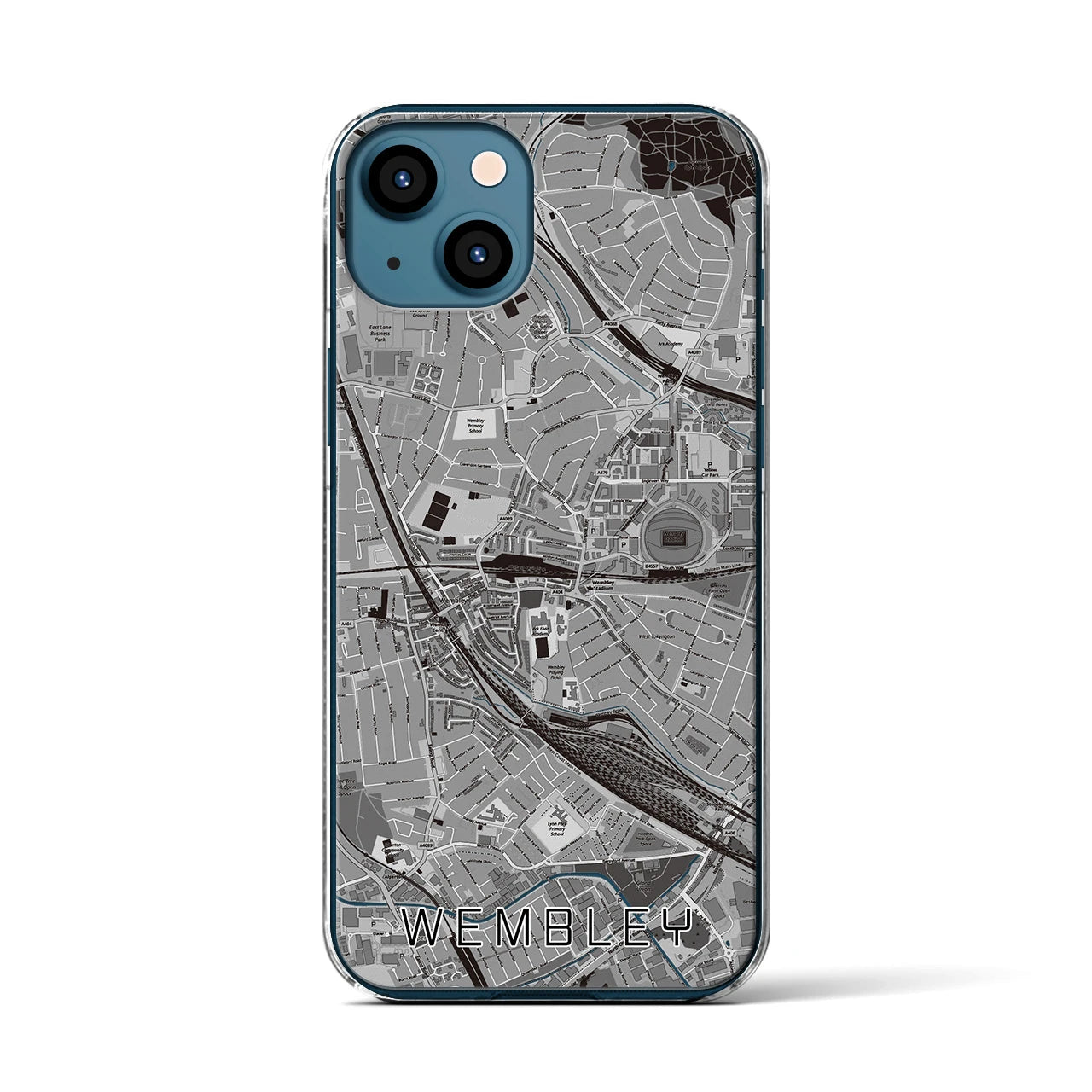 【ウェンブリー(イギリス)】地図柄iPhoneケース(クリアタイプ)