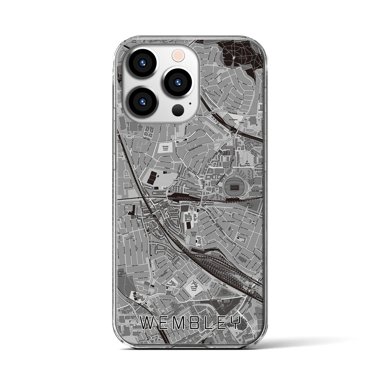 【ウェンブリー(イギリス)】地図柄iPhoneケース(クリアタイプ)