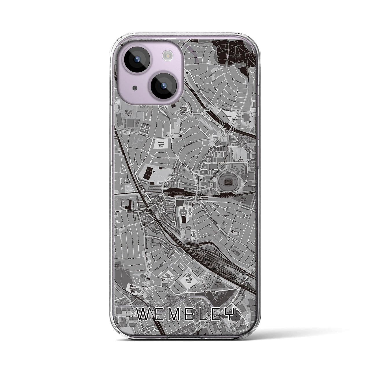 【ウェンブリー(イギリス)】地図柄iPhoneケース(クリアタイプ)