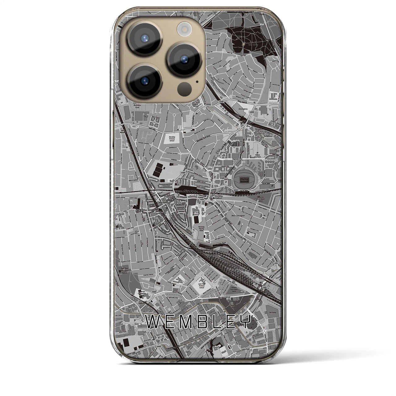 【ウェンブリー(イギリス)】地図柄iPhoneケース(クリアタイプ)