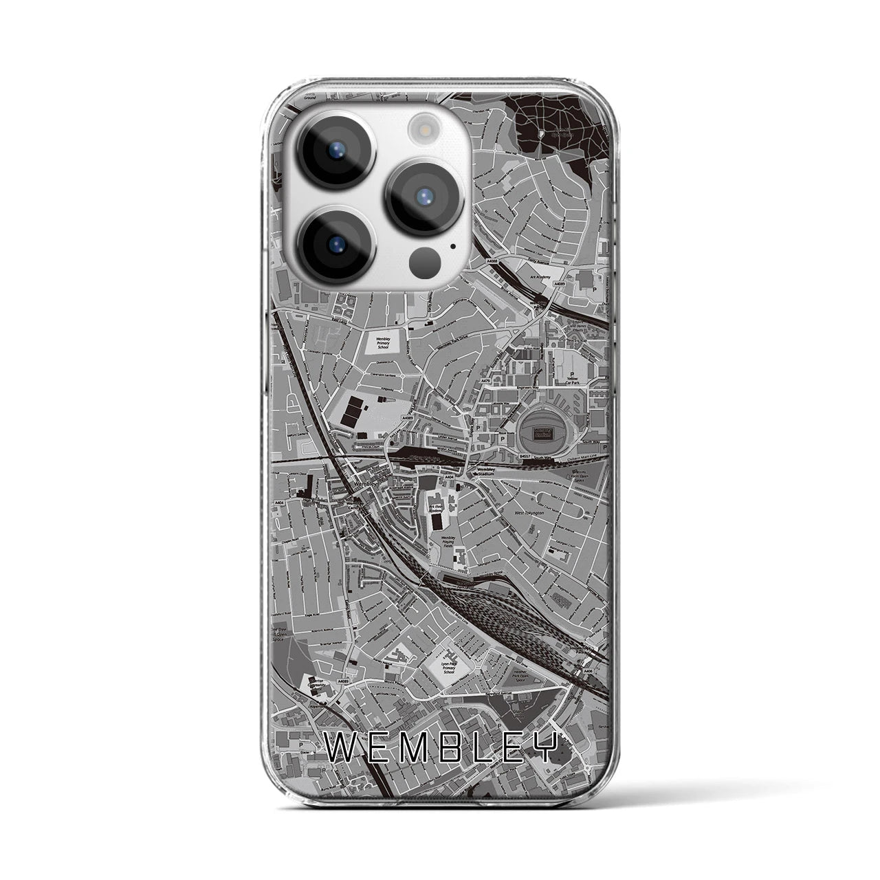 【ウェンブリー(イギリス)】地図柄iPhoneケース(クリアタイプ)