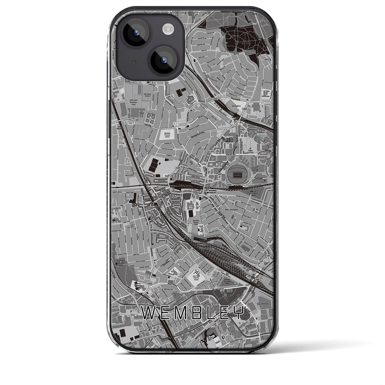 【ウェンブリー(イギリス)】地図柄iPhoneケース(クリアタイプ)