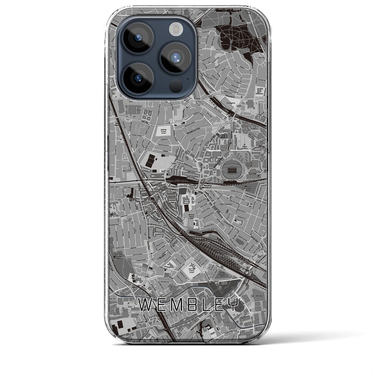 【ウェンブリー(イギリス)】地図柄iPhoneケース(クリアタイプ)