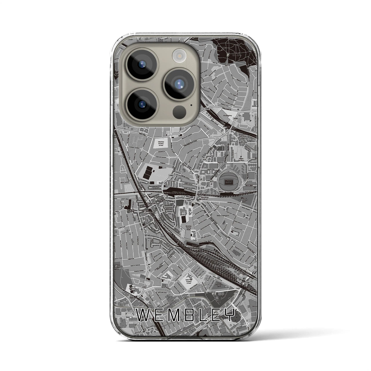 【ウェンブリー(イギリス)】地図柄iPhoneケース(クリアタイプ)