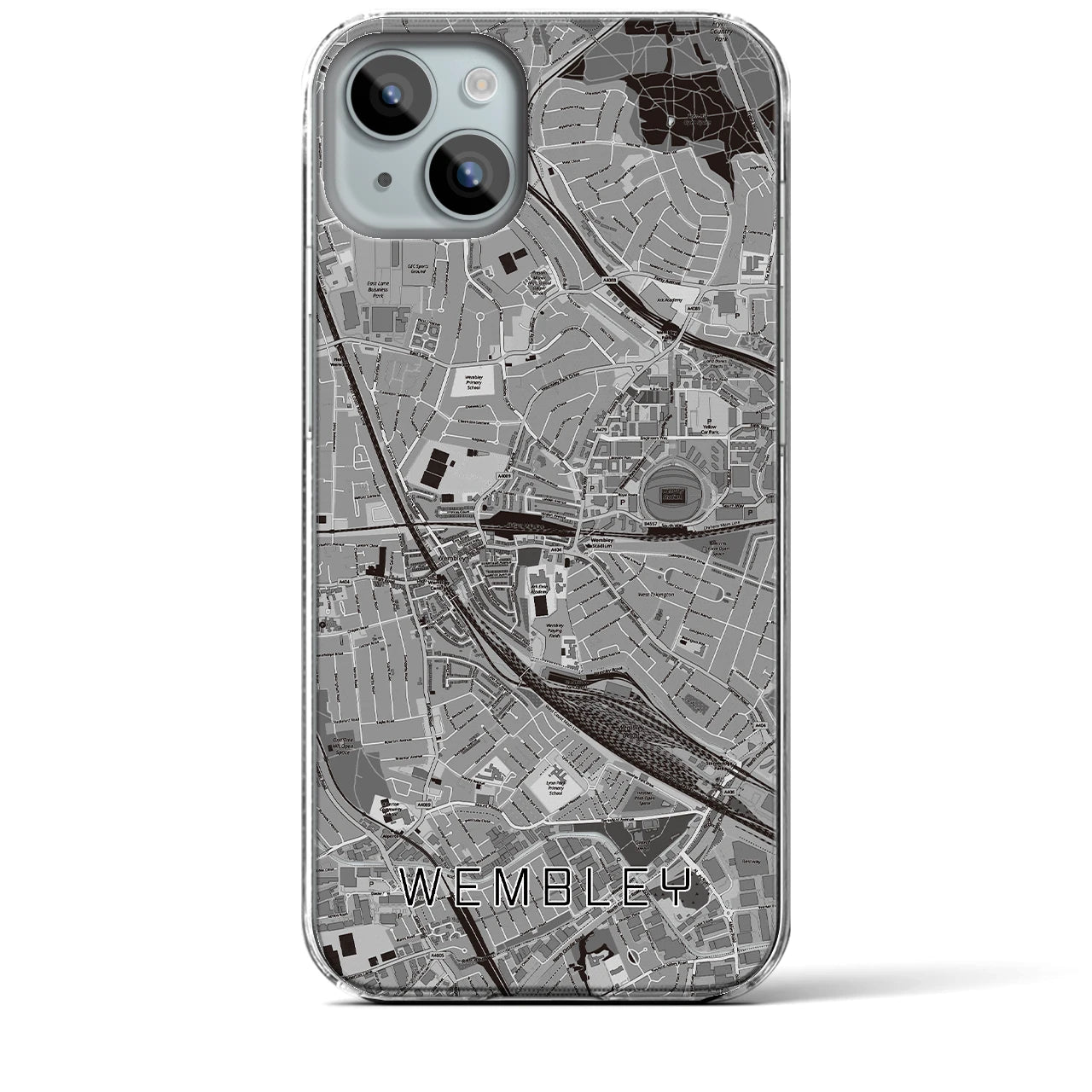 【ウェンブリー(イギリス)】地図柄iPhoneケース(クリアタイプ)