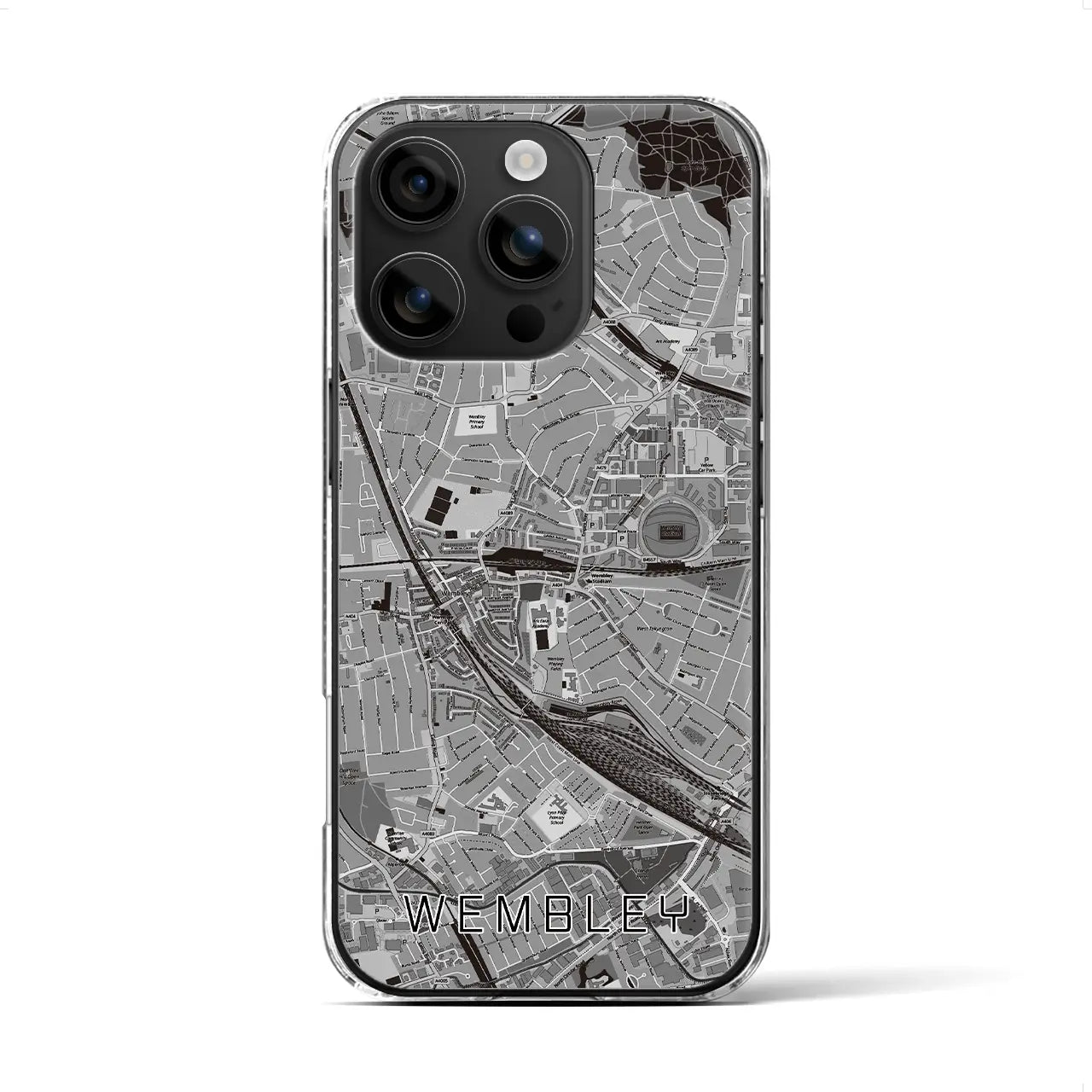 【ウェンブリー(イギリス)】地図柄iPhoneケース(クリアタイプ)