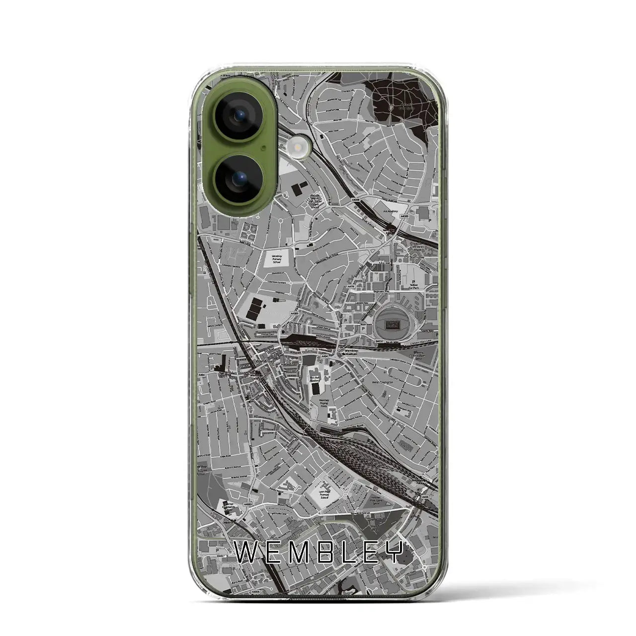 【ウェンブリー(イギリス)】地図柄iPhoneケース(クリアタイプ)