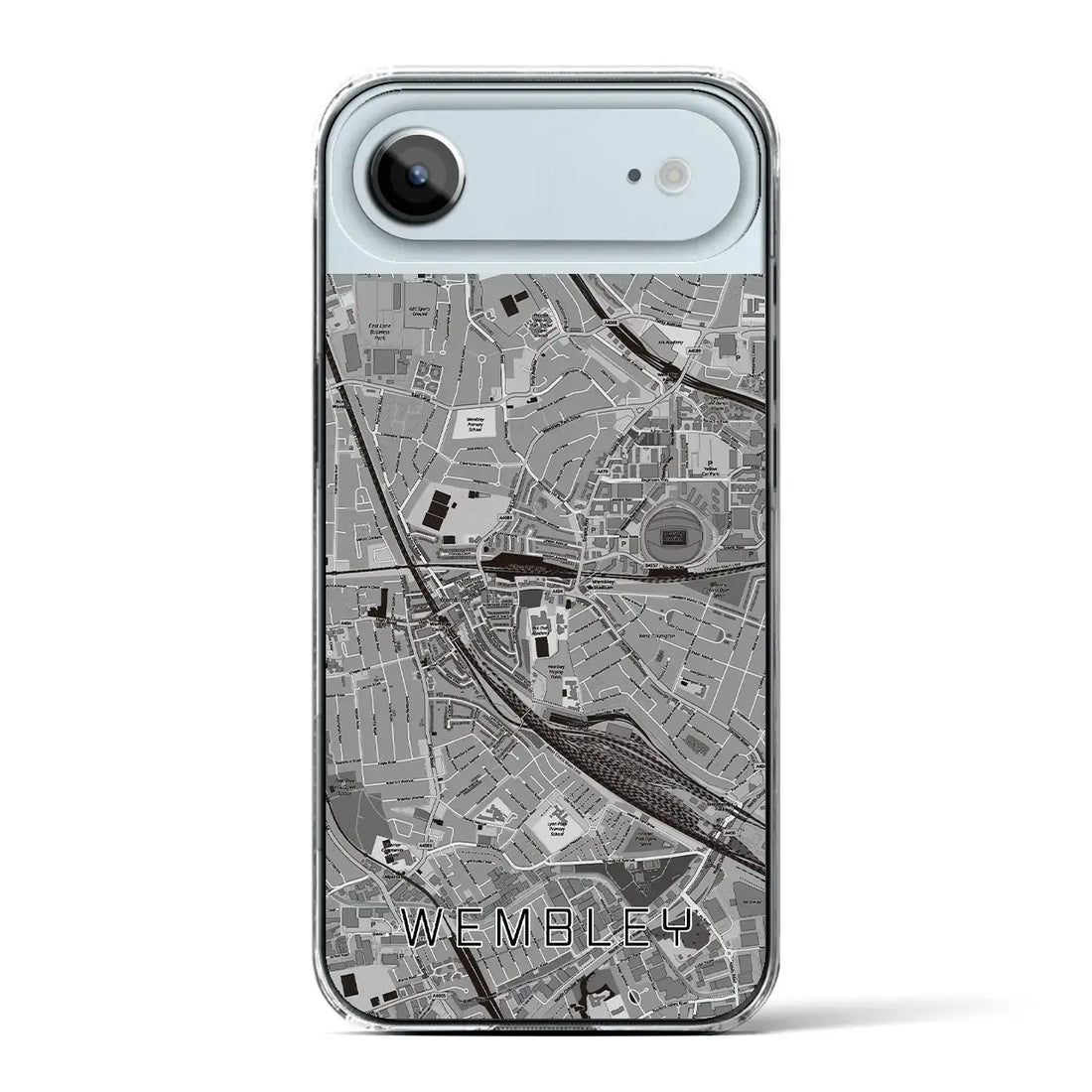 【ウェンブリー(イギリス)】地図柄iPhoneケース(クリアタイプ)モノトーン・iPhone 17 Pro Max 用