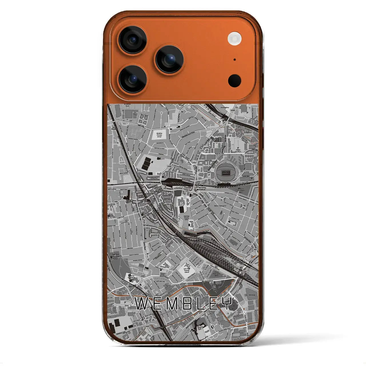 【ウェンブリー(イギリス)】地図柄iPhoneケース(クリアタイプ)