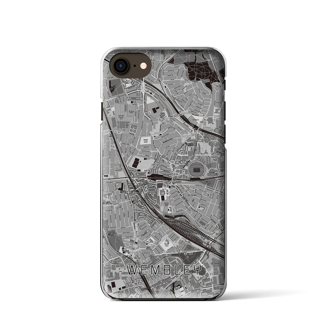 【ウェンブリー(イギリス)】地図柄iPhoneケース(クリアタイプ)