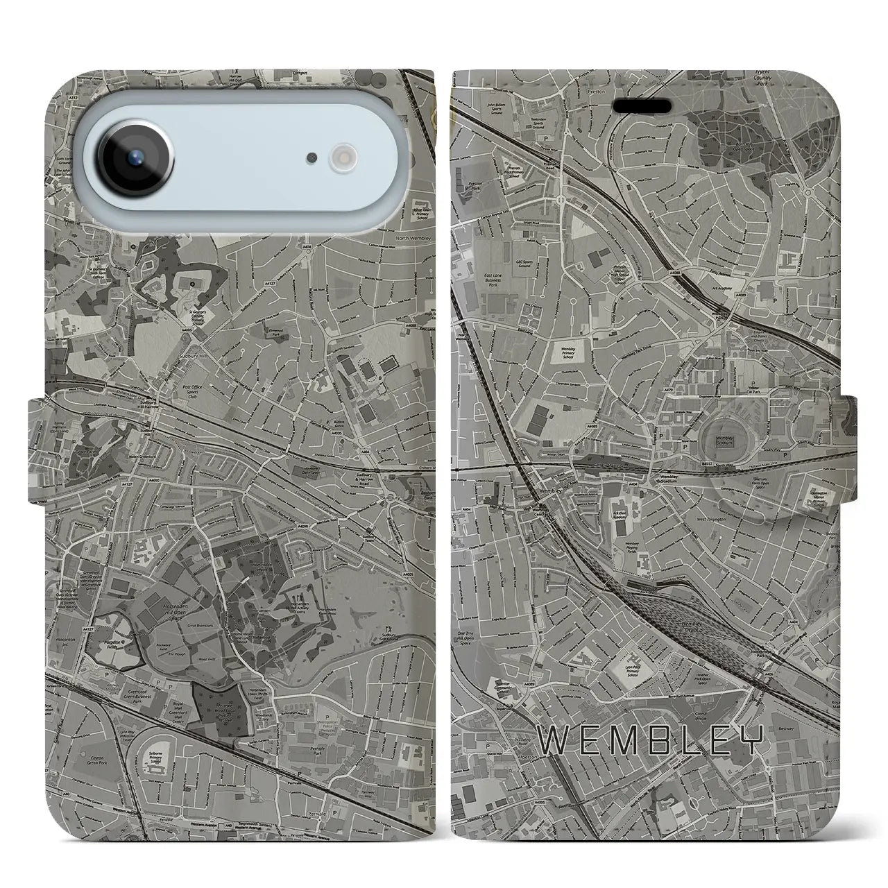 【ウェンブリー(イギリス)】地図柄iPhoneケース(手帳タイプ)