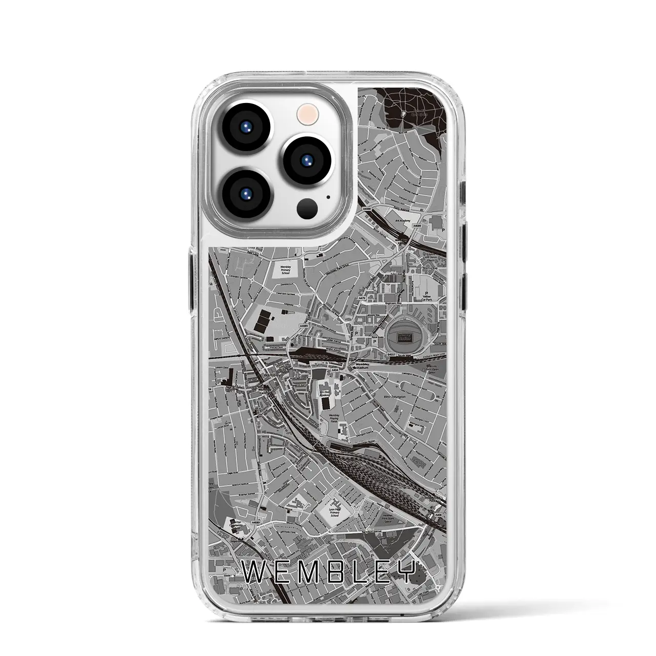 【ウェンブリー(イギリス)】地図柄iPhoneケース(MagSafeタイプ)