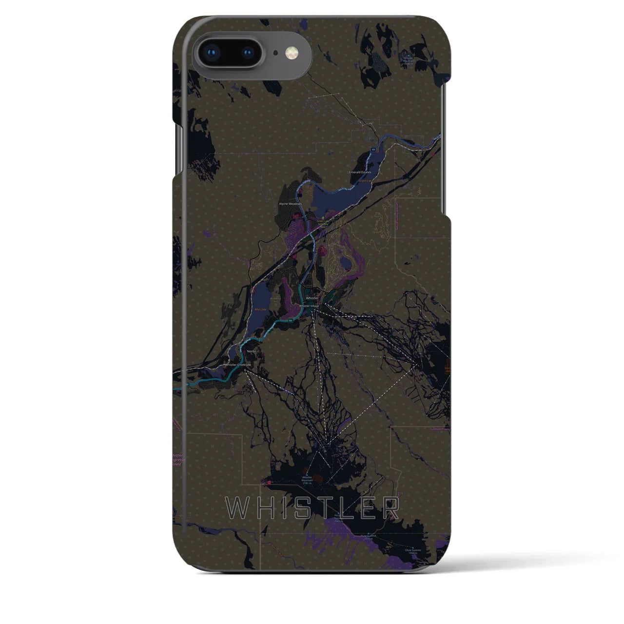 【ウィスラー(カナダ)】地図柄iPhoneケース(バックカバータイプ)