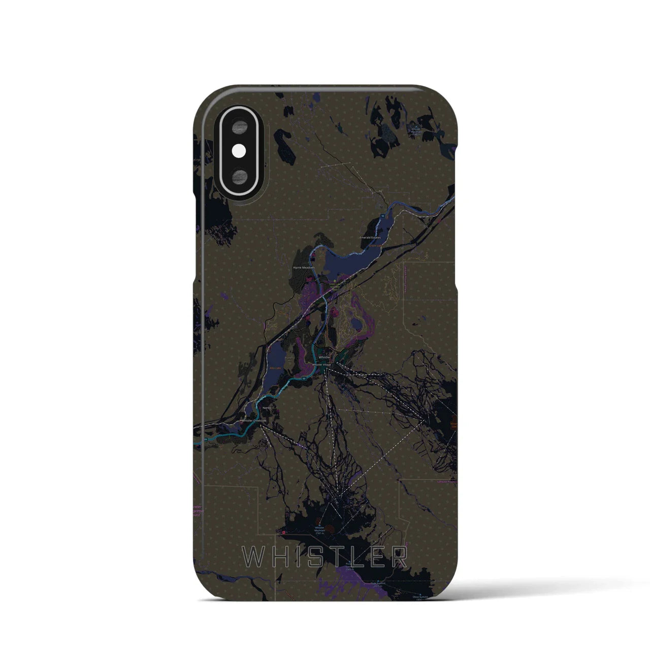 【ウィスラー(カナダ)】地図柄iPhoneケース(バックカバータイプ)