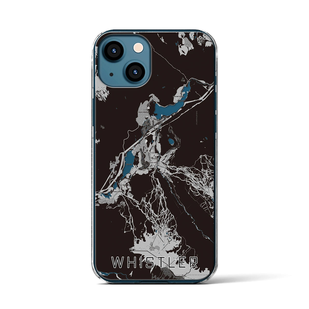 【ウィスラー(カナダ)】地図柄iPhoneケース(クリアタイプ)