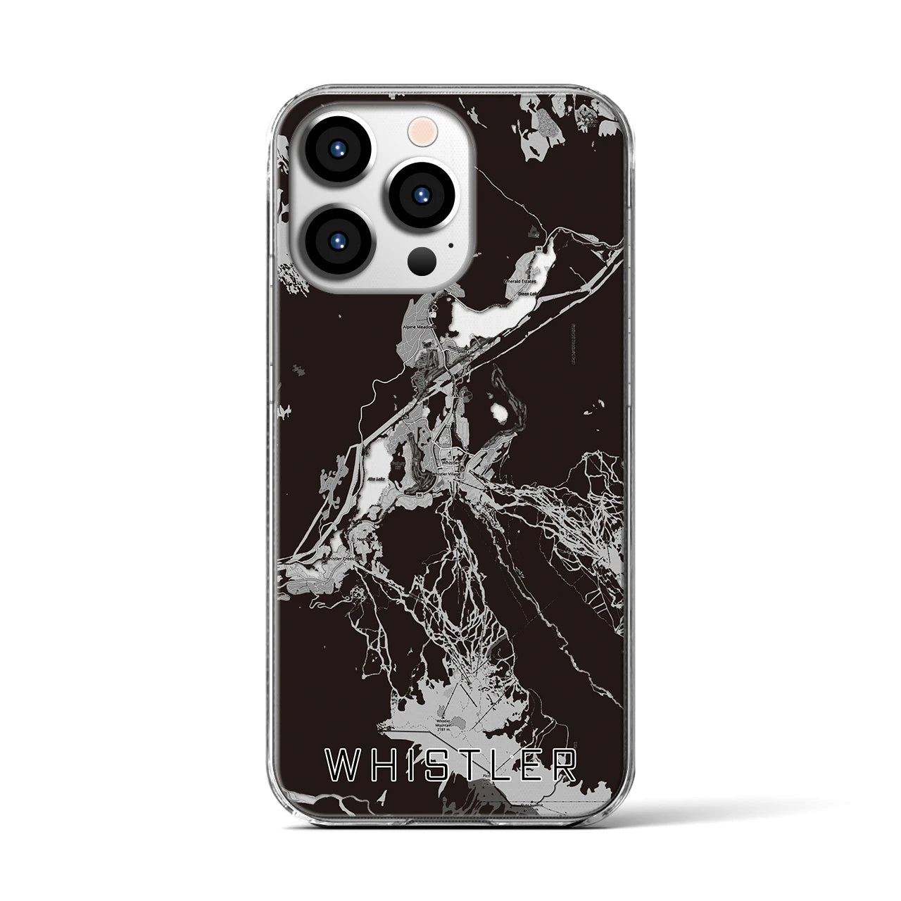 【ウィスラー(カナダ)】地図柄iPhoneケース(クリアタイプ)