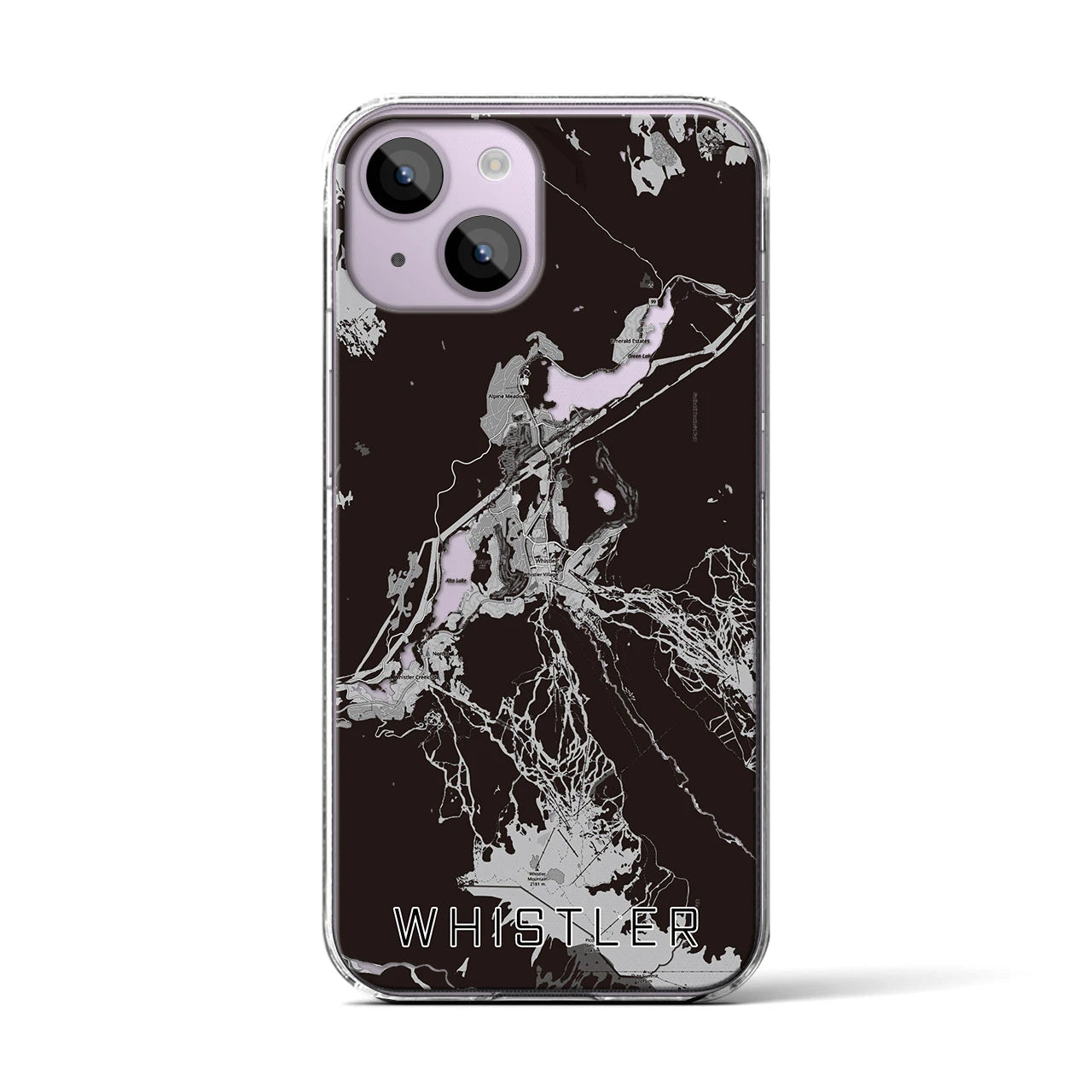 【ウィスラー(カナダ)】地図柄iPhoneケース(クリアタイプ)