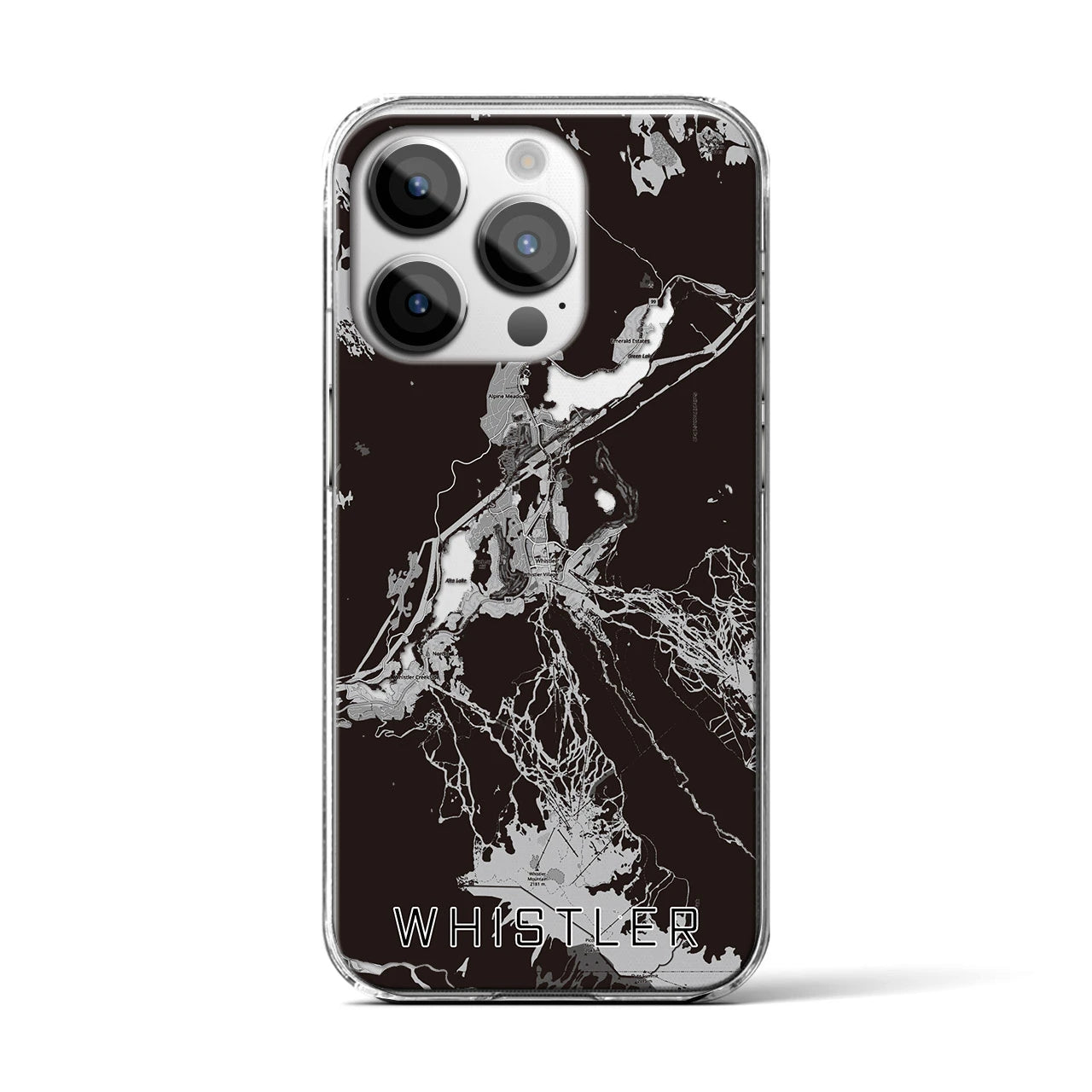 【ウィスラー(カナダ)】地図柄iPhoneケース(クリアタイプ)