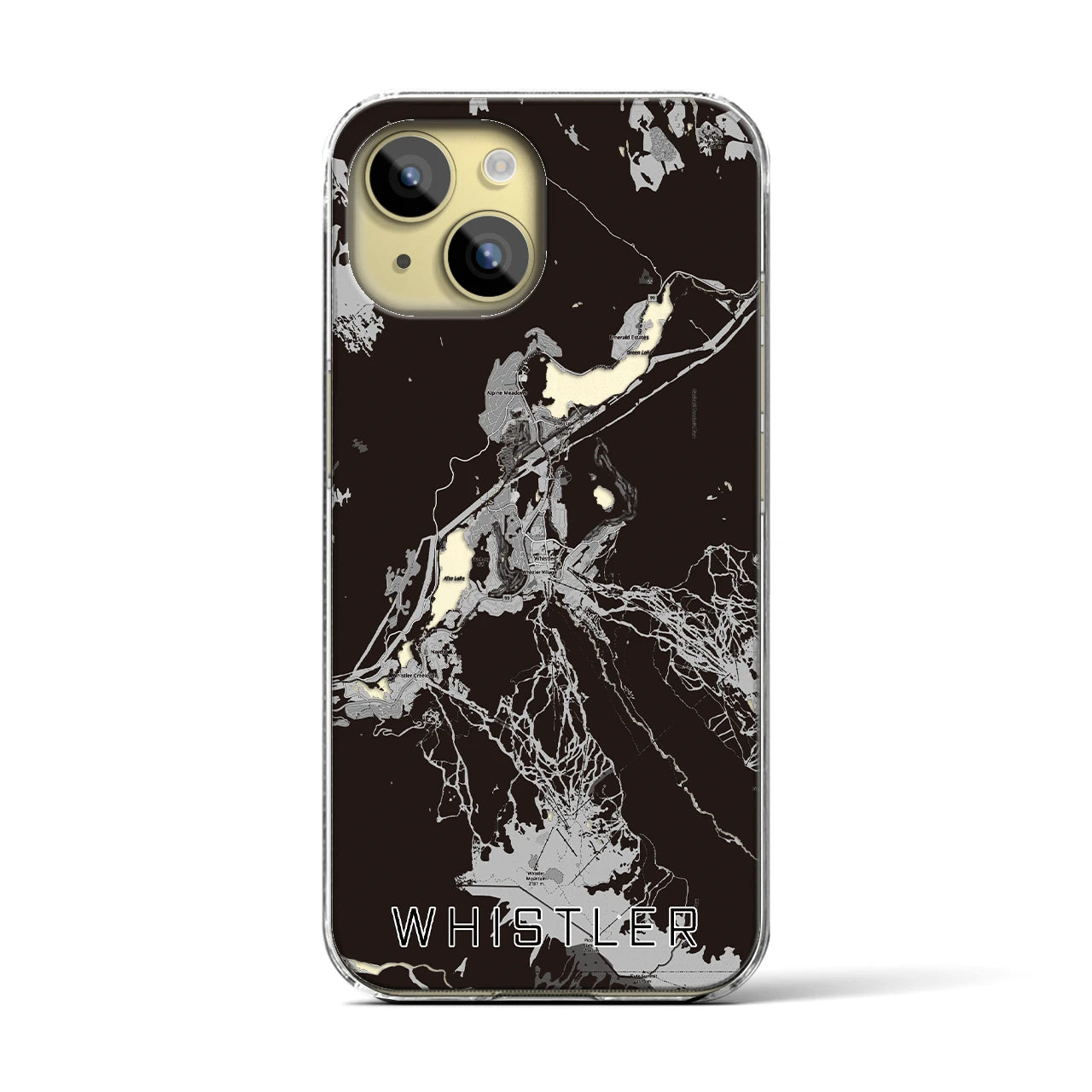 【ウィスラー(カナダ)】地図柄iPhoneケース(クリアタイプ)