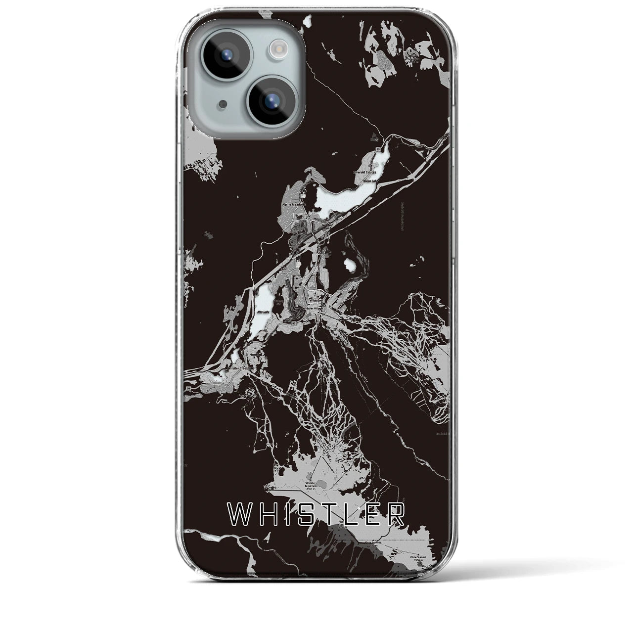 【ウィスラー(カナダ)】地図柄iPhoneケース(クリアタイプ)