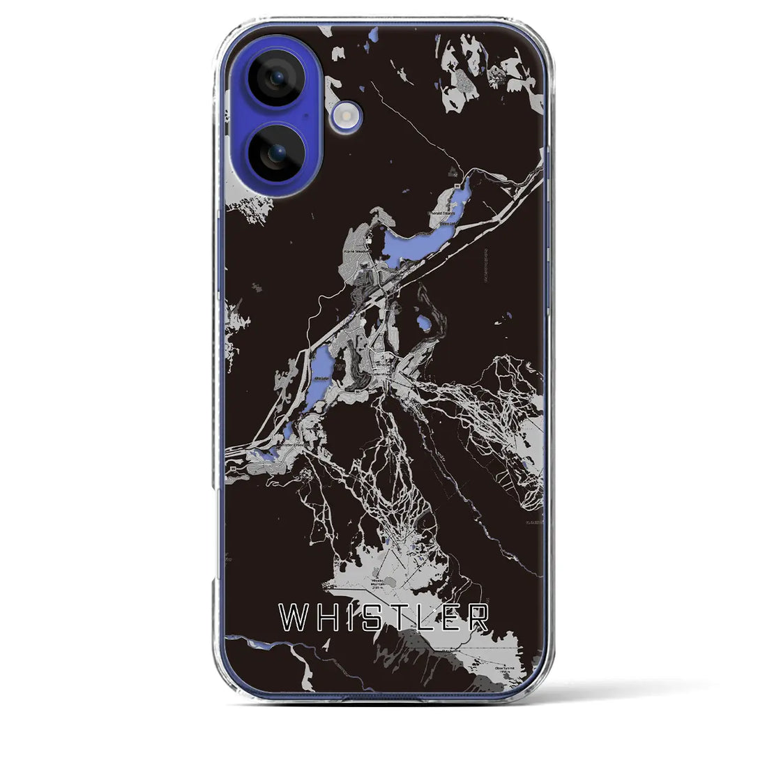 【ウィスラー(カナダ)】地図柄iPhoneケース(クリアタイプ)モノトーン・iPhone 16 Pro Max 用