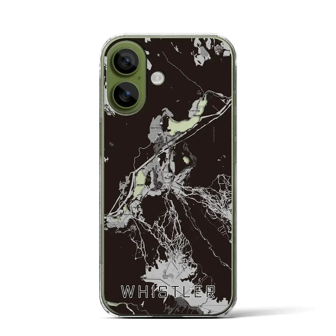 【ウィスラー(カナダ)】地図柄iPhoneケース(クリアタイプ)モノトーン・iPhone 17 Pro Max 用