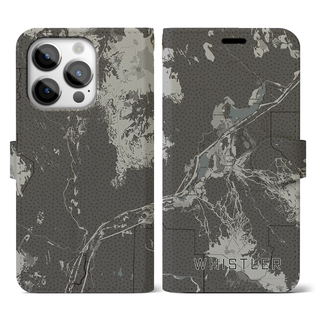 【ウィスラー(カナダ)】地図柄iPhoneケース(手帳タイプ)