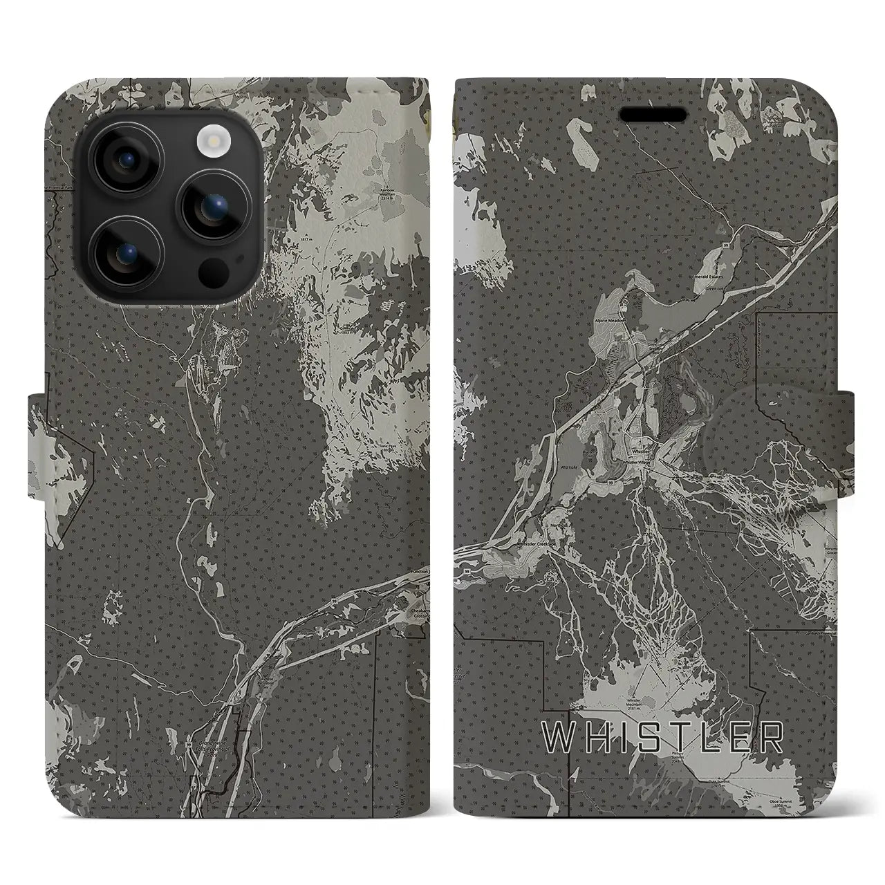 【ウィスラー(カナダ)】地図柄iPhoneケース(手帳タイプ)