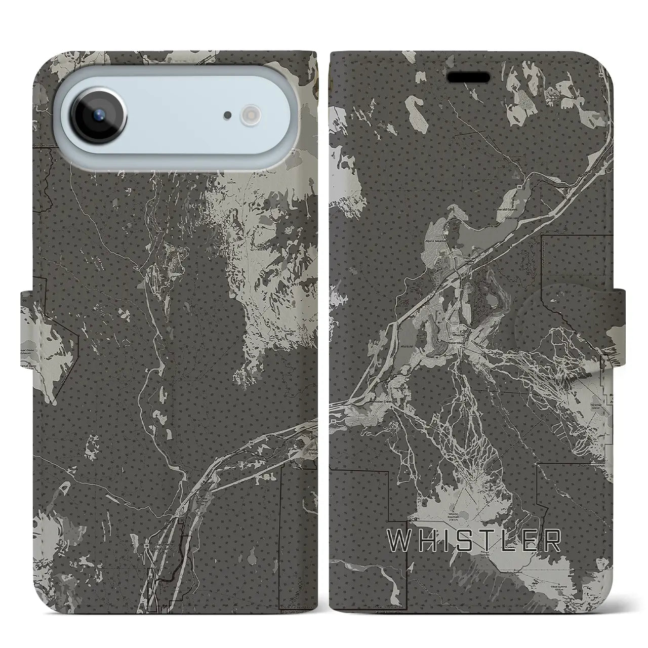 【ウィスラー(カナダ)】地図柄iPhoneケース(手帳タイプ)